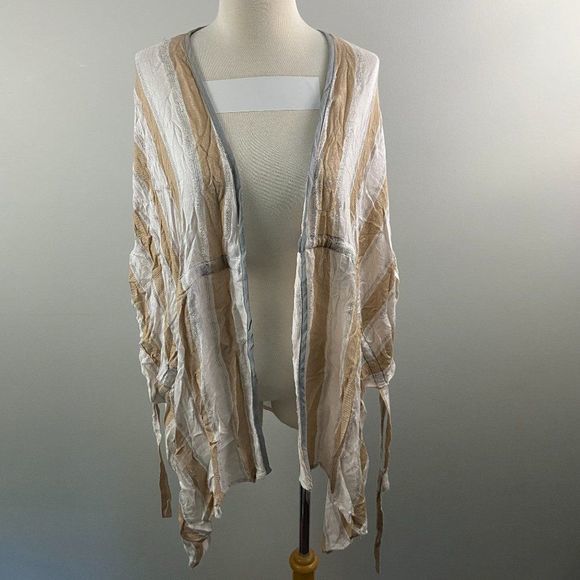 NWT MELROSE + MARKET Cream Striped Long Cardigan (O/S) - Picture 2 of 8